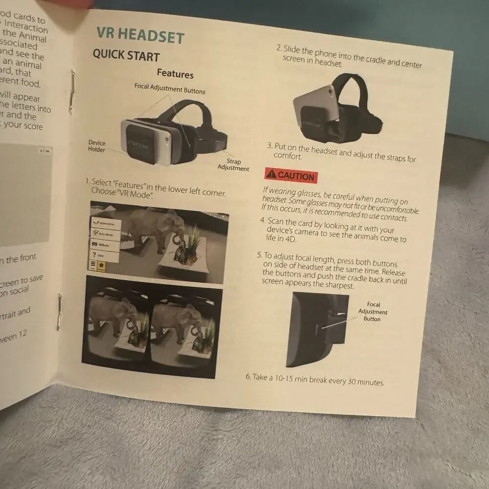 ETVRARZOO 4D+ Utopia 360 VR‎ Headset & Animal Zoo Augmented Reality Cards